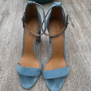 J. Crew suede chunky sandal / heels - chateau blue